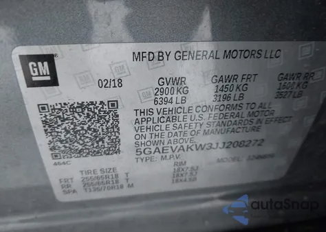 2018 Buick Enclave Essence from USA, damaged, VIN 5GAEVAKW3JJ208272